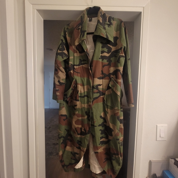 Fashion Nova Camouflage Trench Coat - Picture 2 of 2